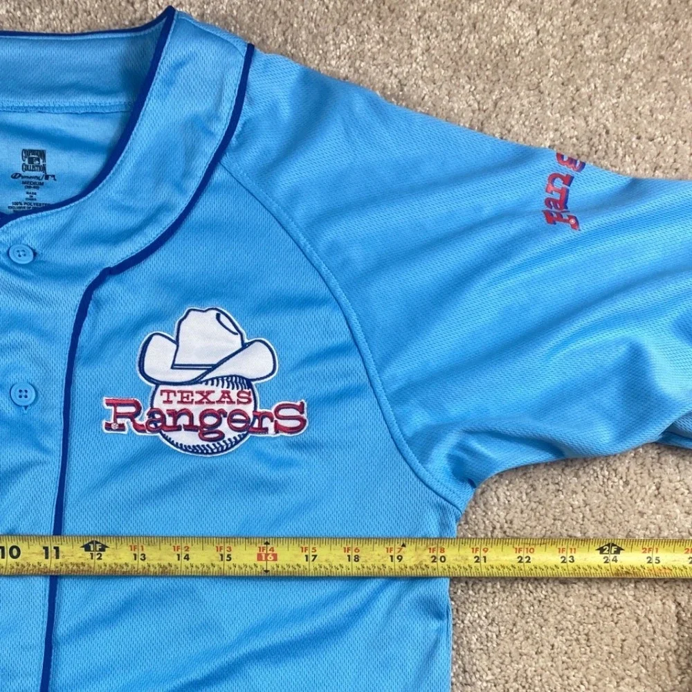 Texas Rangers Cooperstown Collection Baseball Jersey Powder Blue Mens Medium - Picture 5 of 8